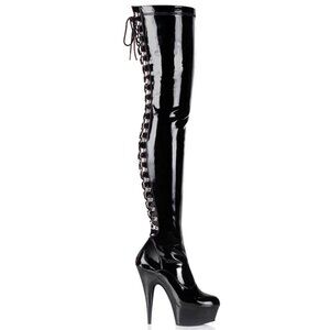 Pleaser Delight 3063 Thigh High Boot Patent Leather 6" Stiletto Platform good_ea